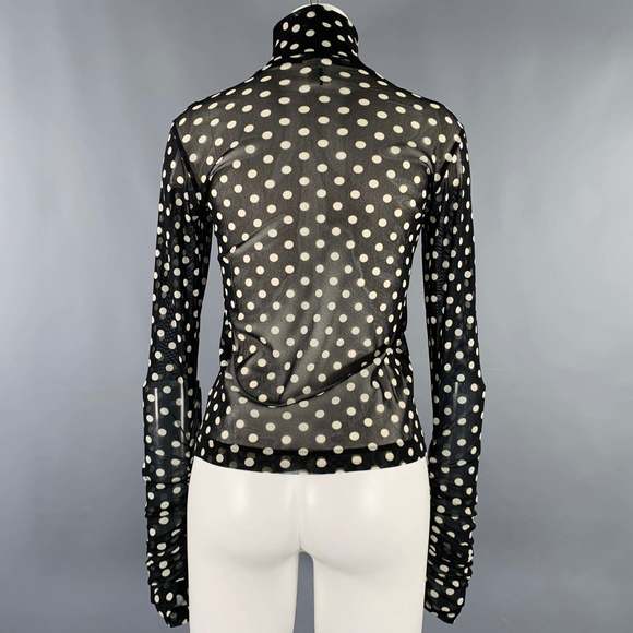 NOIR KEI NINOMIYA Black White Polka Dot Polyester Turtleneck Pullover - Picture 3 of 6